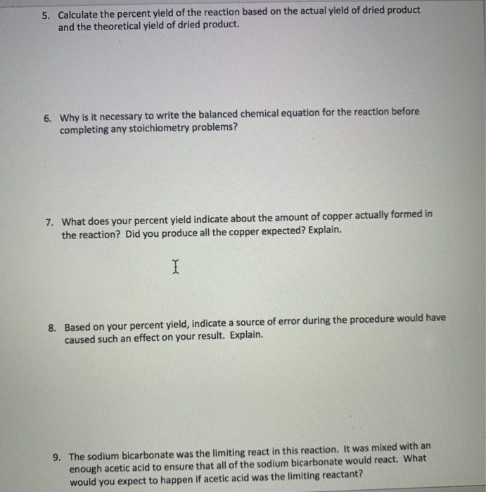 Percentage yield calculations worksheet image