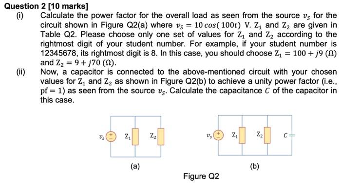 Solved Question 2 [10 marks] (0) Calculate the power factor | Chegg.com