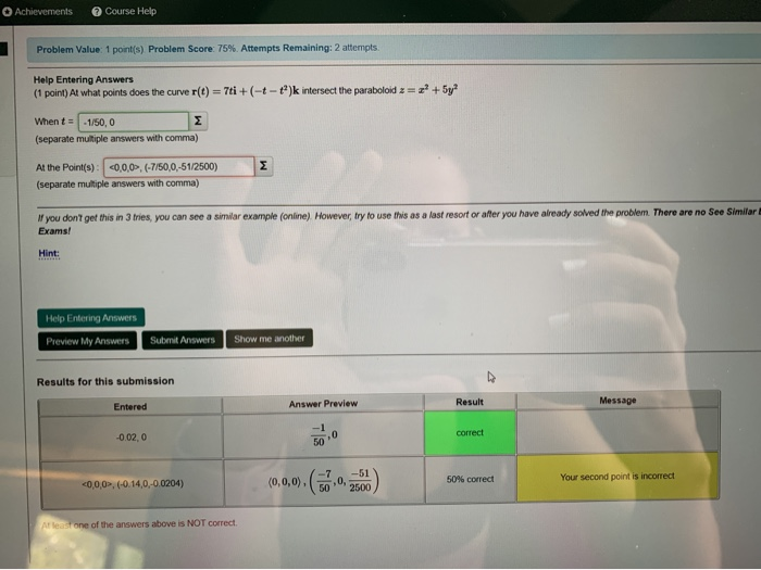 Solved Achievements Course Help Problem Value: 1 point(s) | Chegg.com