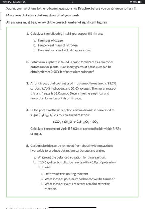 Solved 5:59 PM Mon Sep 25 Submit your solutions to the | Chegg.com