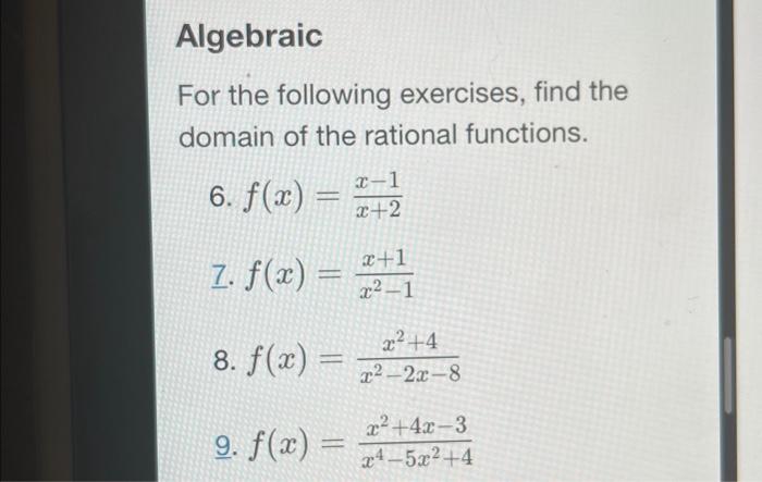 for the following exercises find the domain of the rational functions