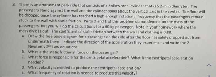 Solved 3. There is an amusement park ride that consists of a | Chegg.com