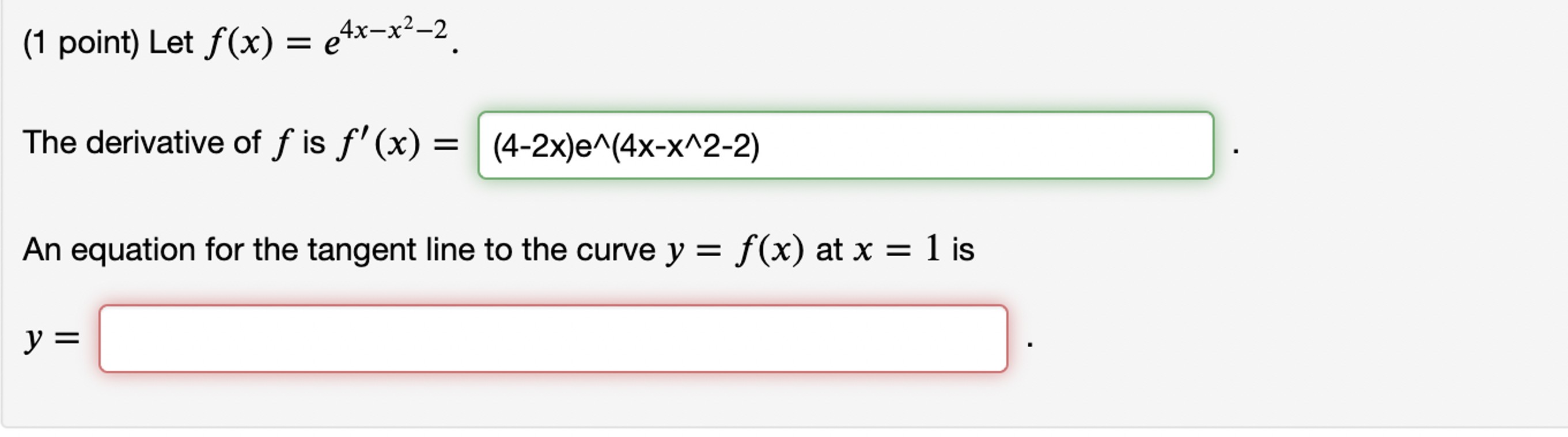 Solved 1 ﻿point ﻿let F X E4x X2 2 The Derivative Of F ﻿is