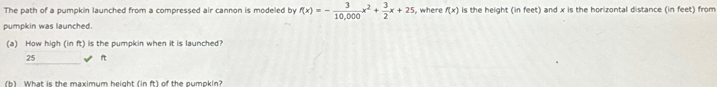 Solved The path of a pumpkin launched from a compressed air | Chegg.com