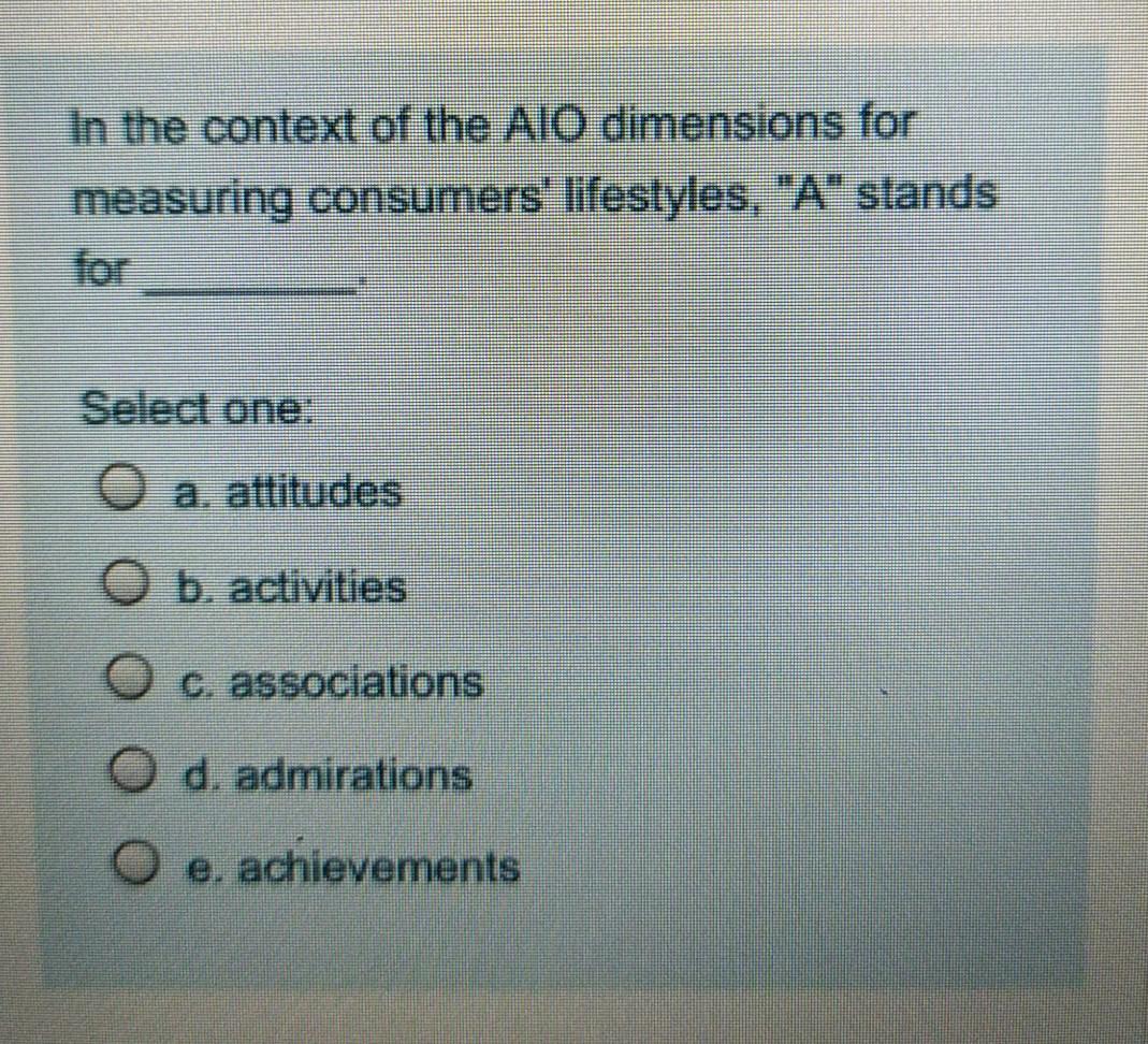 Solved In the context of the AIO dimensions for measuring
