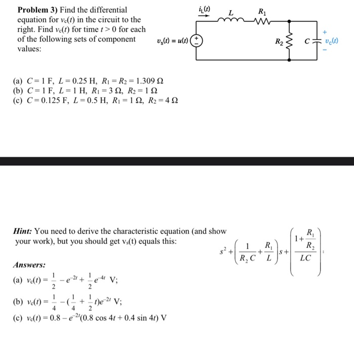 Solved Problem 3 Find The Differential Equation For Velt Chegg Com
