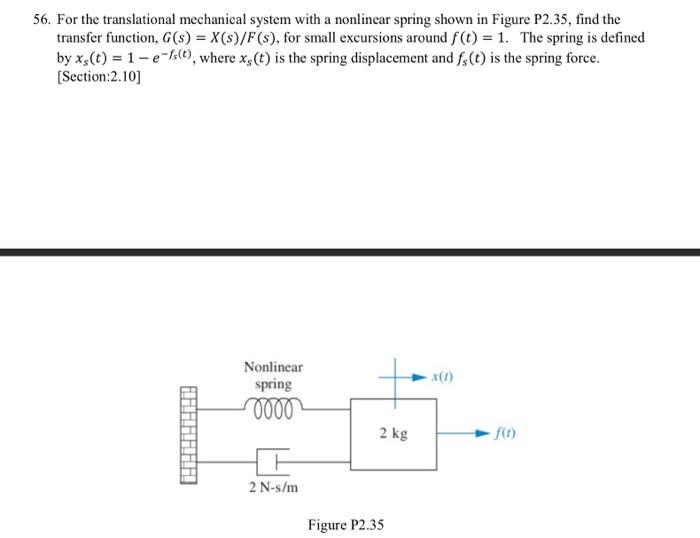 Solved 56. For the translational mechanical system with a | Chegg.com