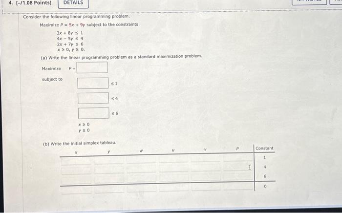 Solved Consider the following linear programming problem. | Chegg.com