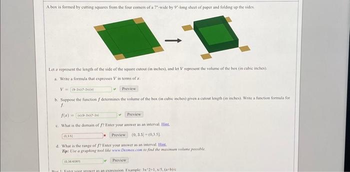 Solved A box is formed by cutting squares freen the four | Chegg.com