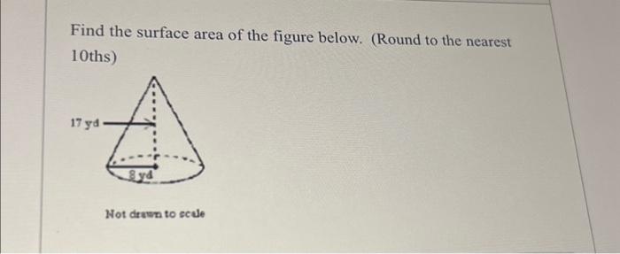 Solved Find the surface area of the figure below. (Round to | Chegg.com