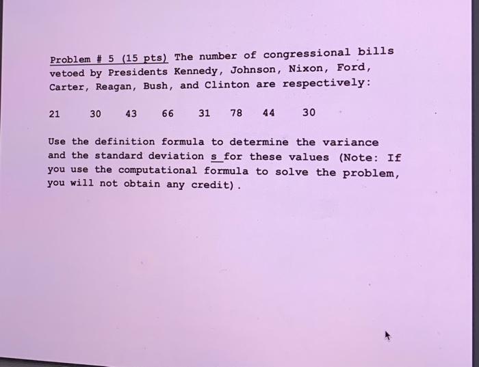 Solved Problem \# 5 (15 pts) The number of congressional | Chegg.com