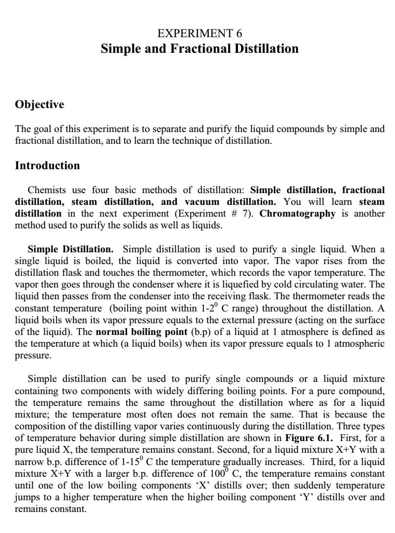 Solved EXPERIMENT 6 Simple and Fractional Distillation
