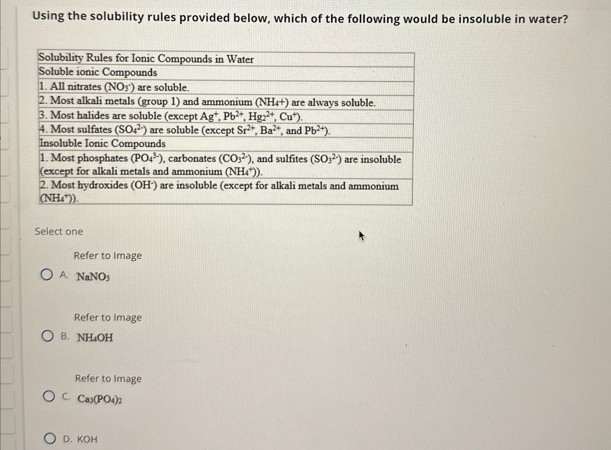 Solved Using the solubility rules provided below, which of | Chegg.com