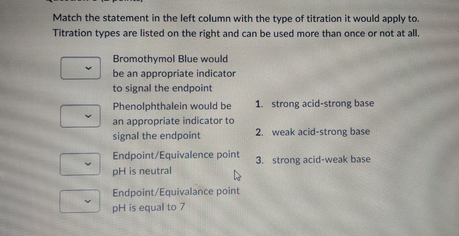 Solved Match the statement in the left column with the type | Chegg.com