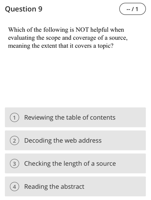 Solved Question 9 1 Which Of The Following Is NOT Chegg