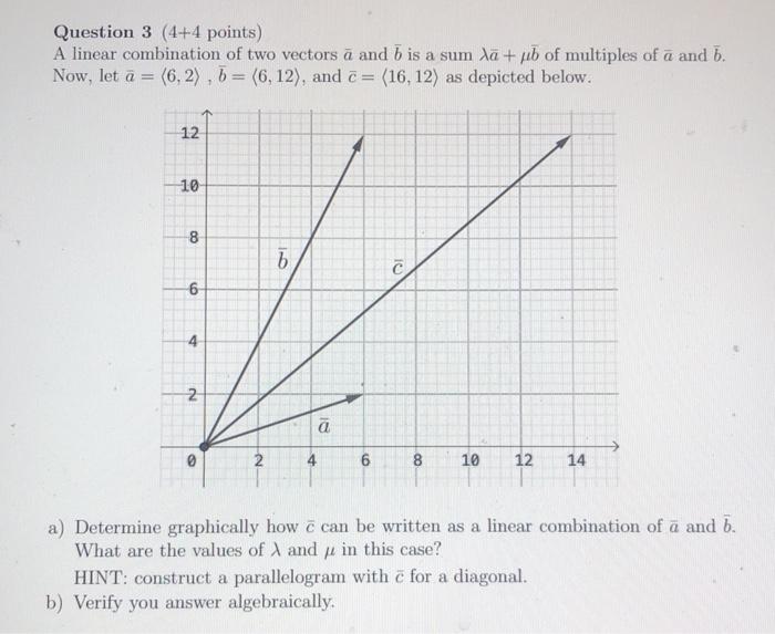 Solved Question 3 (4+4 points) A linear combination of two | Chegg.com