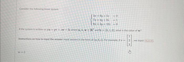 Solved Consider The Following Linear System | Chegg.com
