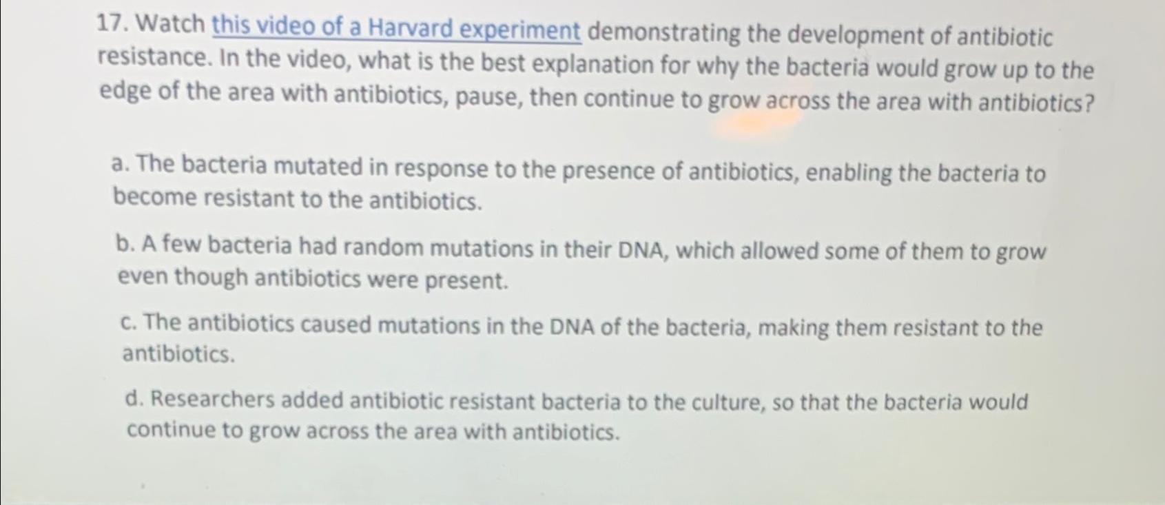 Solved Watch this video of a Harvard experiment | Chegg.com