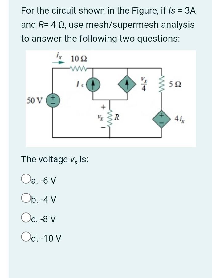 Solved For the circuit shown in the Figure, if Is = 3A and | Chegg.com