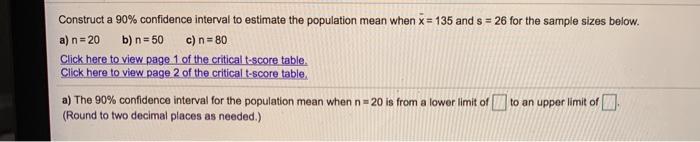 Solved Construct a 90% confidence interval to estimate the | Chegg.com