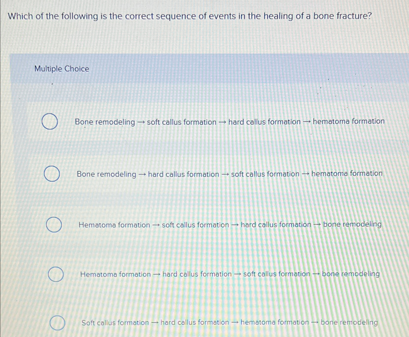 Solved Which of the following is the correct sequence of | Chegg.com