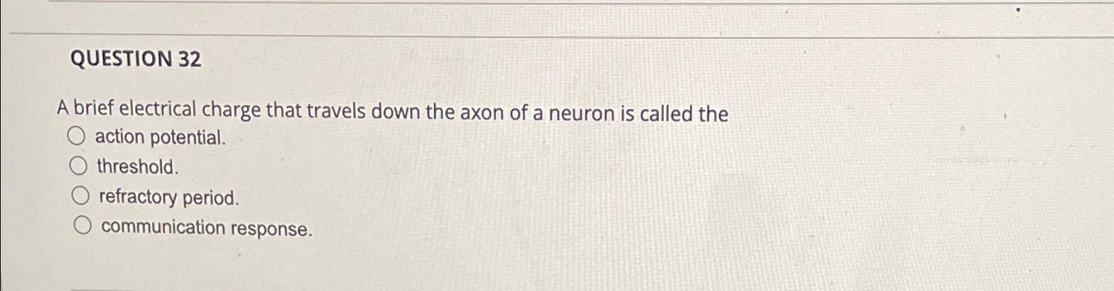 Solved QUESTION 32A brief electrical charge that travels | Chegg.com