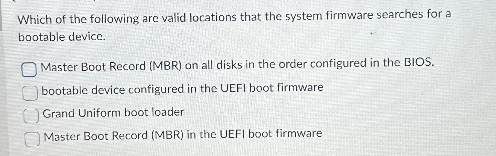 Solved Which of the following are valid locations that the | Chegg.com