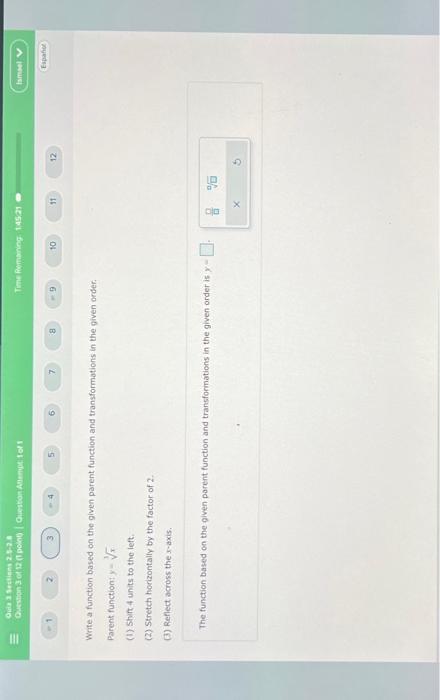 Solved Write a function based on the given parent function | Chegg.com