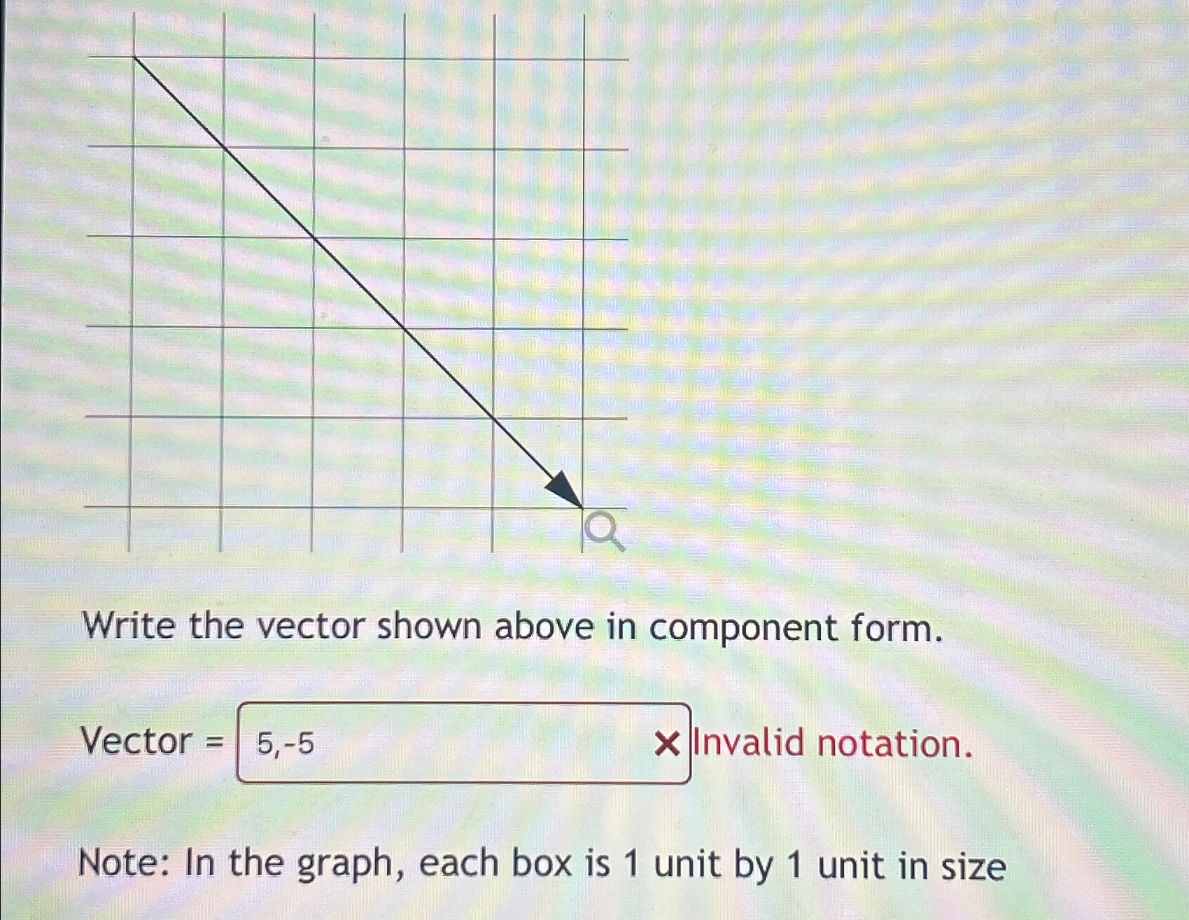Solved Write the vector shown above in component form.Vector | Chegg.com
