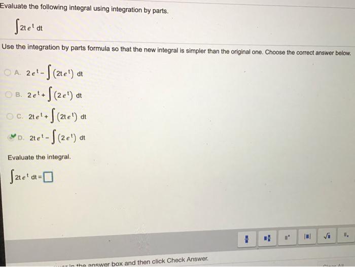 Solved Evaluate the following integral using integration by | Chegg.com