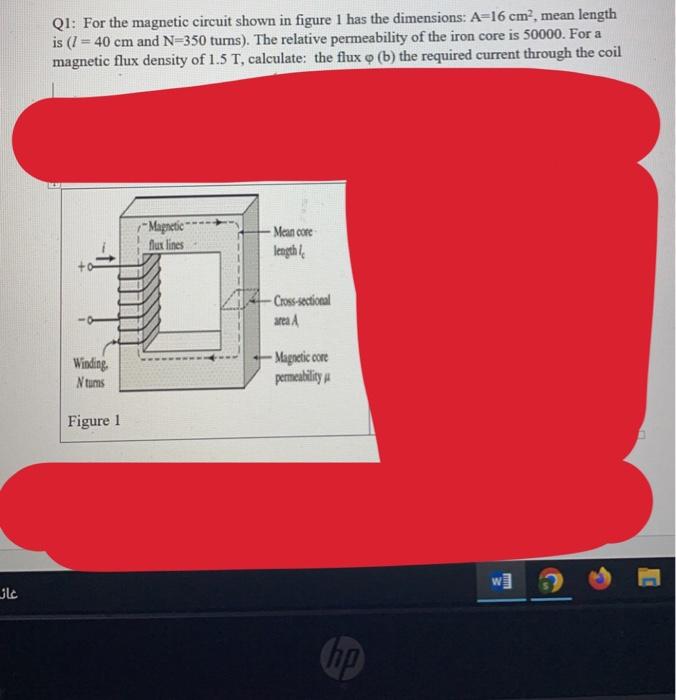 Solved Q1: For The Magnetic Circuit Shown In Figure 1 Has | Chegg.com