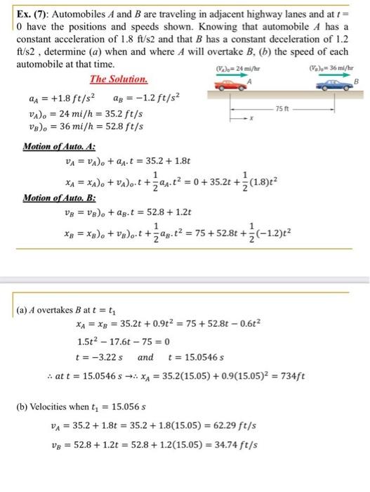 Solved 2- Automobiles A And B Are Traveling In Adjacent | Chegg.com