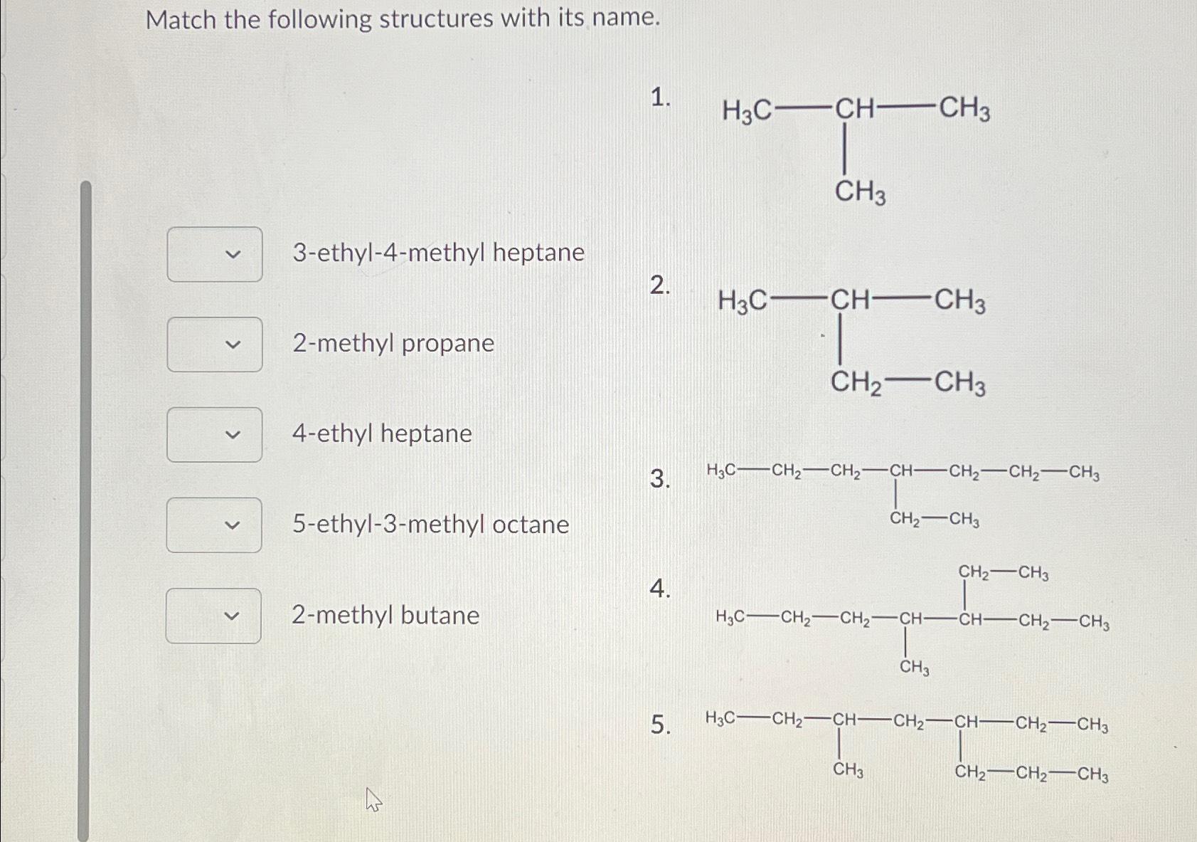 Solved Match the following structures with its | Chegg.com