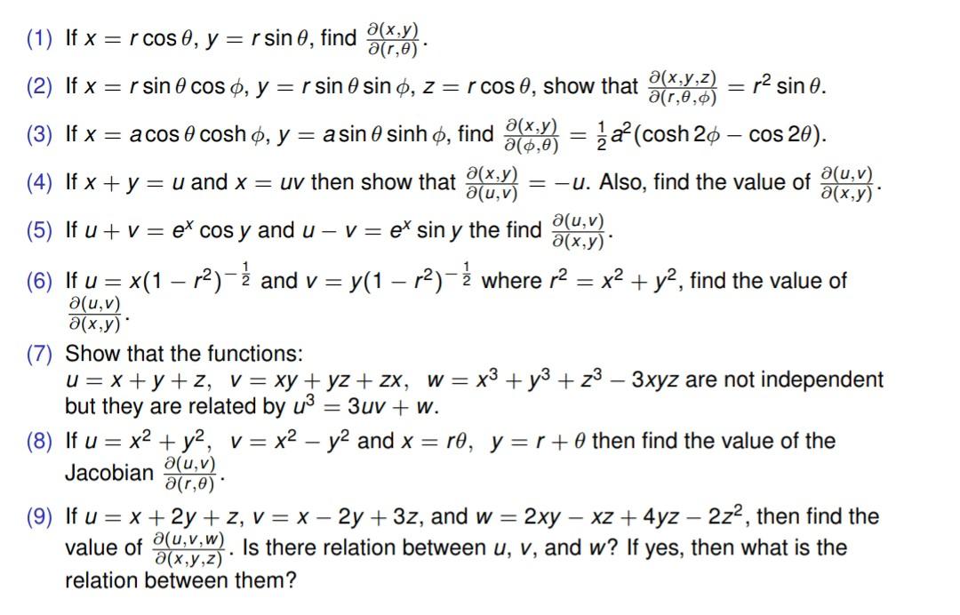 Solved 1 If X R Cos 0 Y Rsin E Find A X Y Are Chegg Com