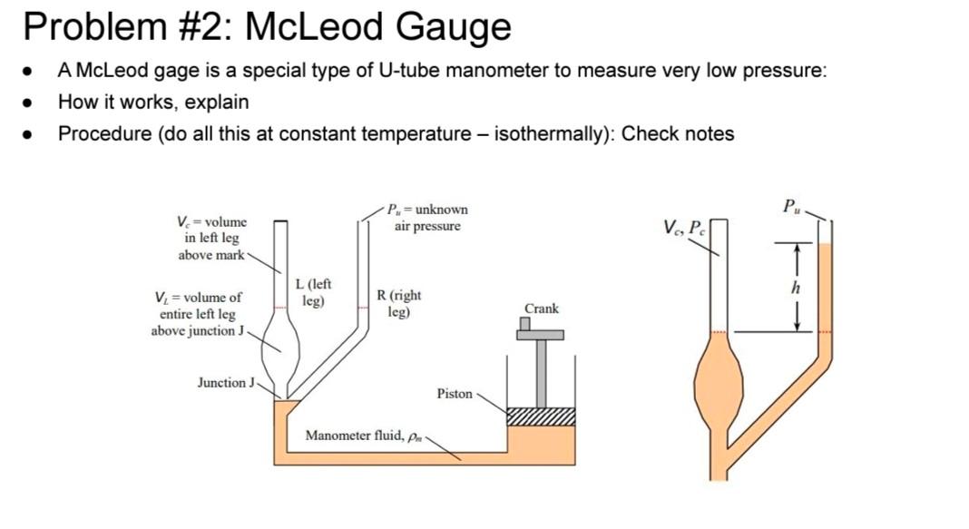 Solved Problem \2 McLeod Gauge A McLeod gage is a