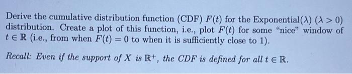 Solved Derive the cumulative distribution function (CDF) | Chegg.com