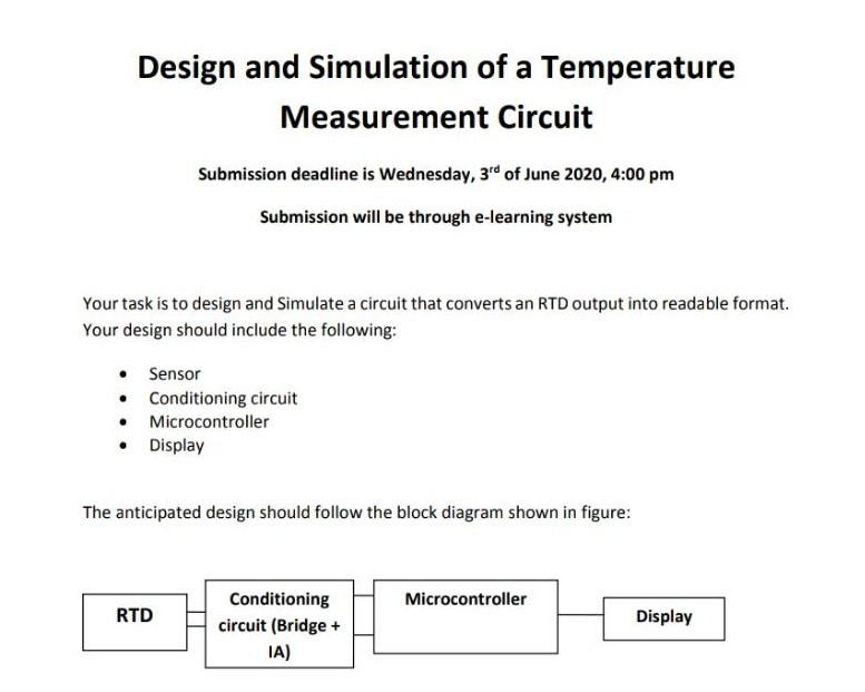 Design and Simulation of a Temperature Measurement Circuit Diagram