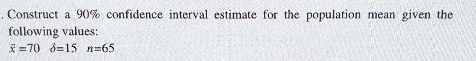 Solved Construct a 90% confidence interval estimate for the | Chegg.com
