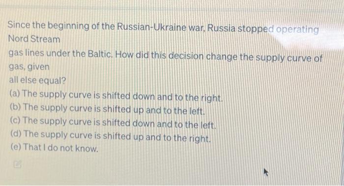 Solved Since the beginning of the Russian-Ukraine war, | Chegg.com