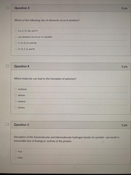 Solved Question 3 O pts Which of the following sets of | Chegg.com