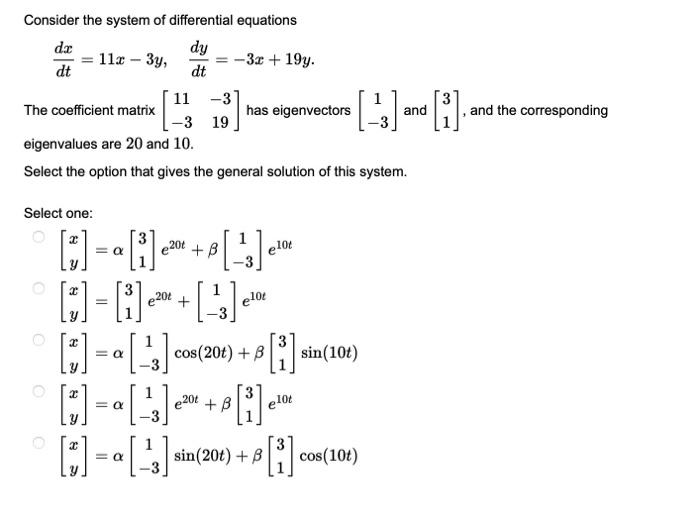 Solved Consider the system of differential equations | Chegg.com