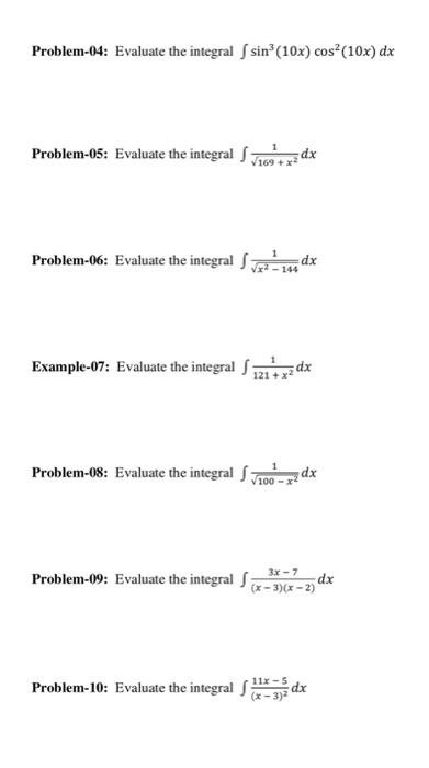 Solved Problem 04 Evaluate The Integral Sin 10x Cos Chegg