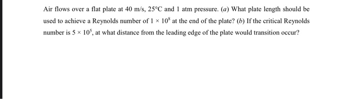 Solved Air flows over a flat plate at 40 m/s, 25°C and 1 atm | Chegg.com