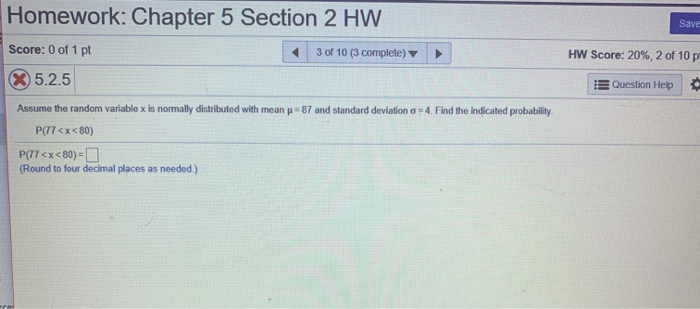 Solved Homework: Chapter 5 Section 2 HW Save Score: 0 of 1 | Chegg.com
