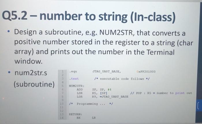 Solved Q5.2 - number to string (In-class) Design a | Chegg.com