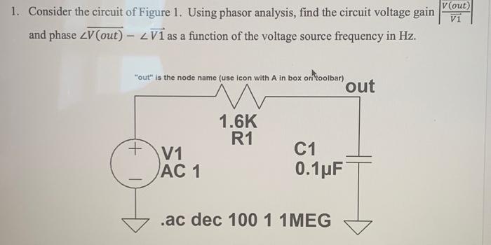 Solved V(out) V1 1. Consider the circuit of Figure 1. Using | Chegg.com