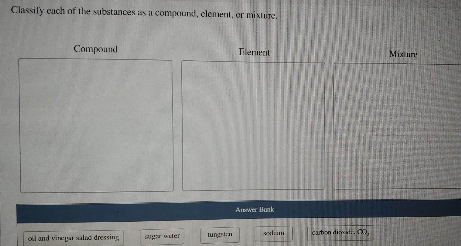 Solved Classify each of the substances as a compound,