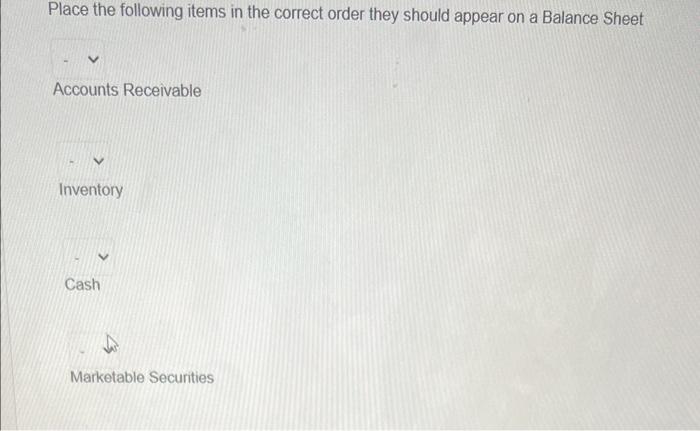 Solved Place the following items in the correct order they | Chegg.com
