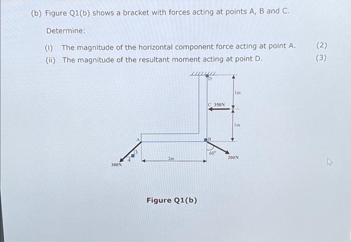 Solved (b) Figure Q1(b) Shows A Bracket With Forces Acting | Chegg.com