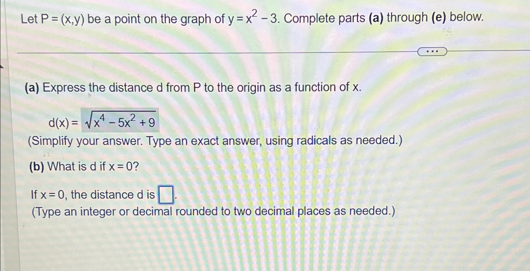 Solved Let P X Y ﻿be A Point On The Graph Of Y X2 3